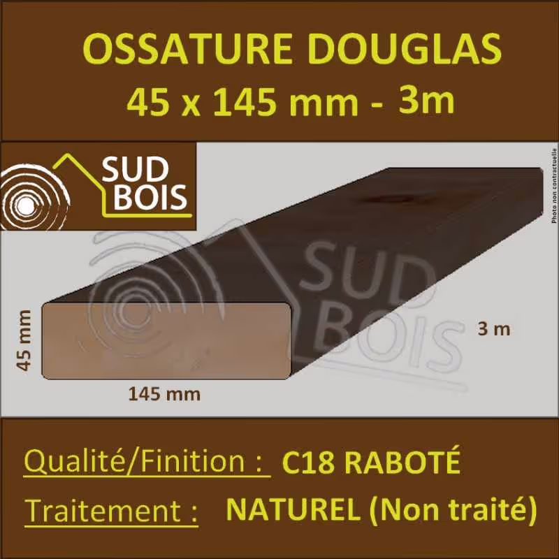 Frame Timber / Joist MBOC 45x185 Douglas Fir C18 Dried 2,50 m 2