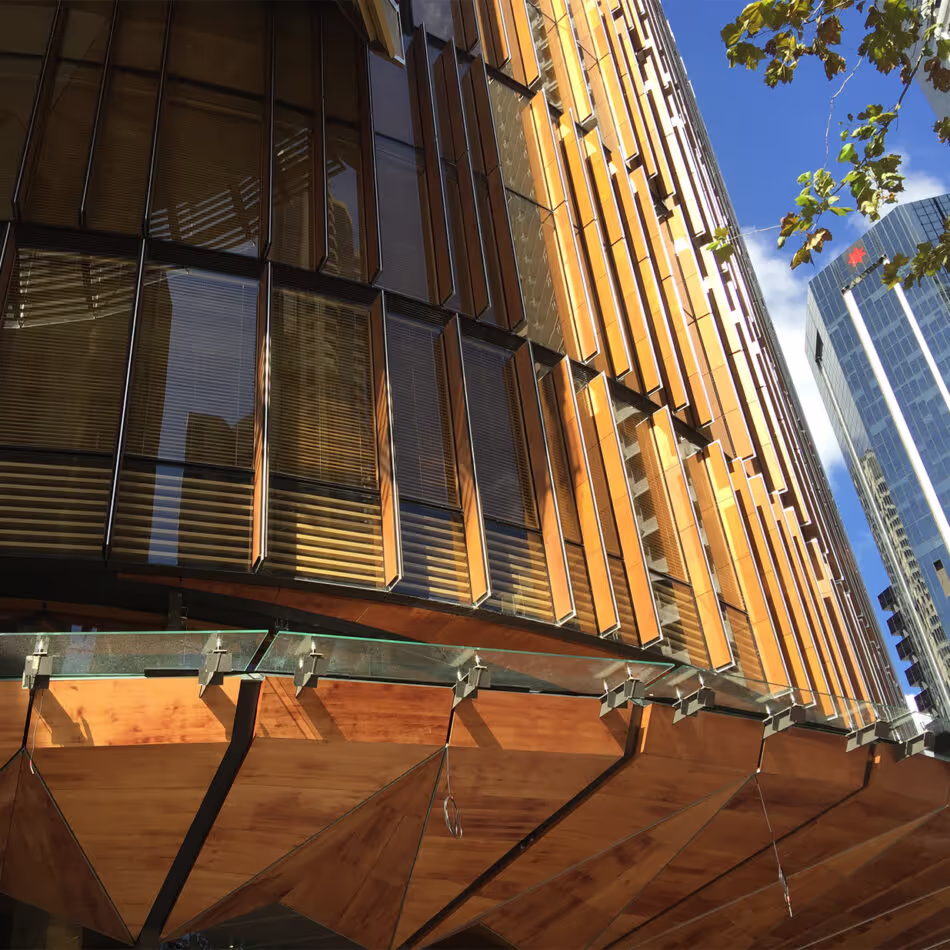 Automatic Accoya blinds for the EY Centre