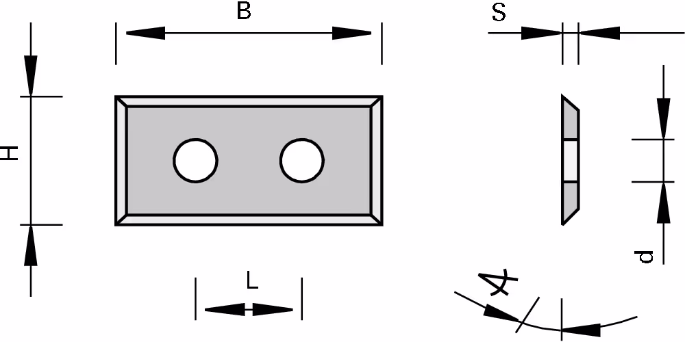 HW reversible inserts with 2 edges, end relieved LEUCO 4
