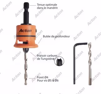 HSS countersink Ø4 + 1 drill bit & 1 Allen key