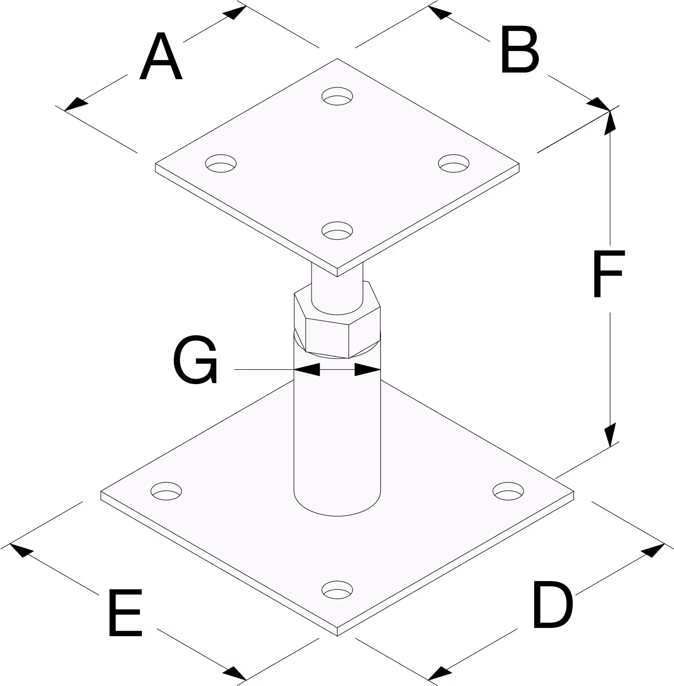 PPRIX Pied de poteau réglable - Inox A4 3