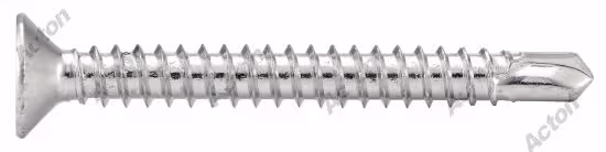 Countersunk head square drive self-drilling screws, zinc-plated steel, white zinc, DIN 2