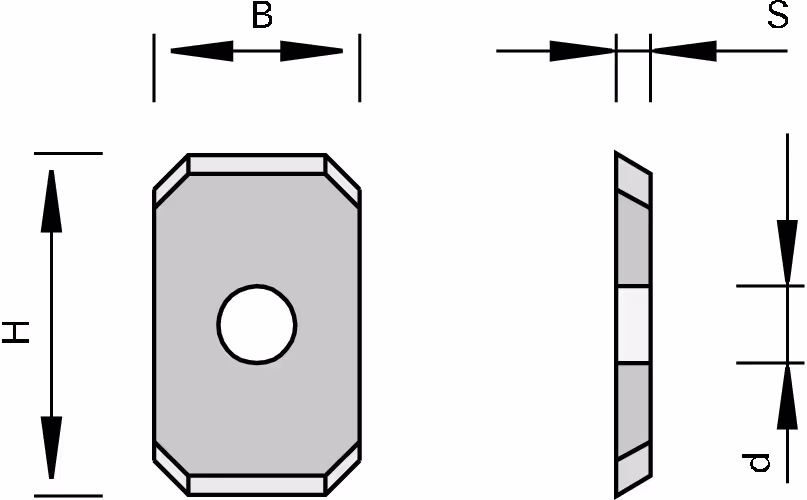 HW reversible inserts for scrapers with 2 cutting edges and chamfer LEUCO 2