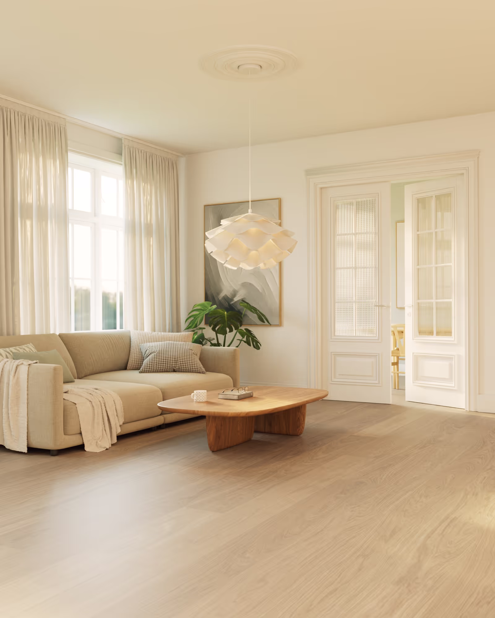Lame de parquet hybride Bjelin Woodura Loshult chêne Misty White 2