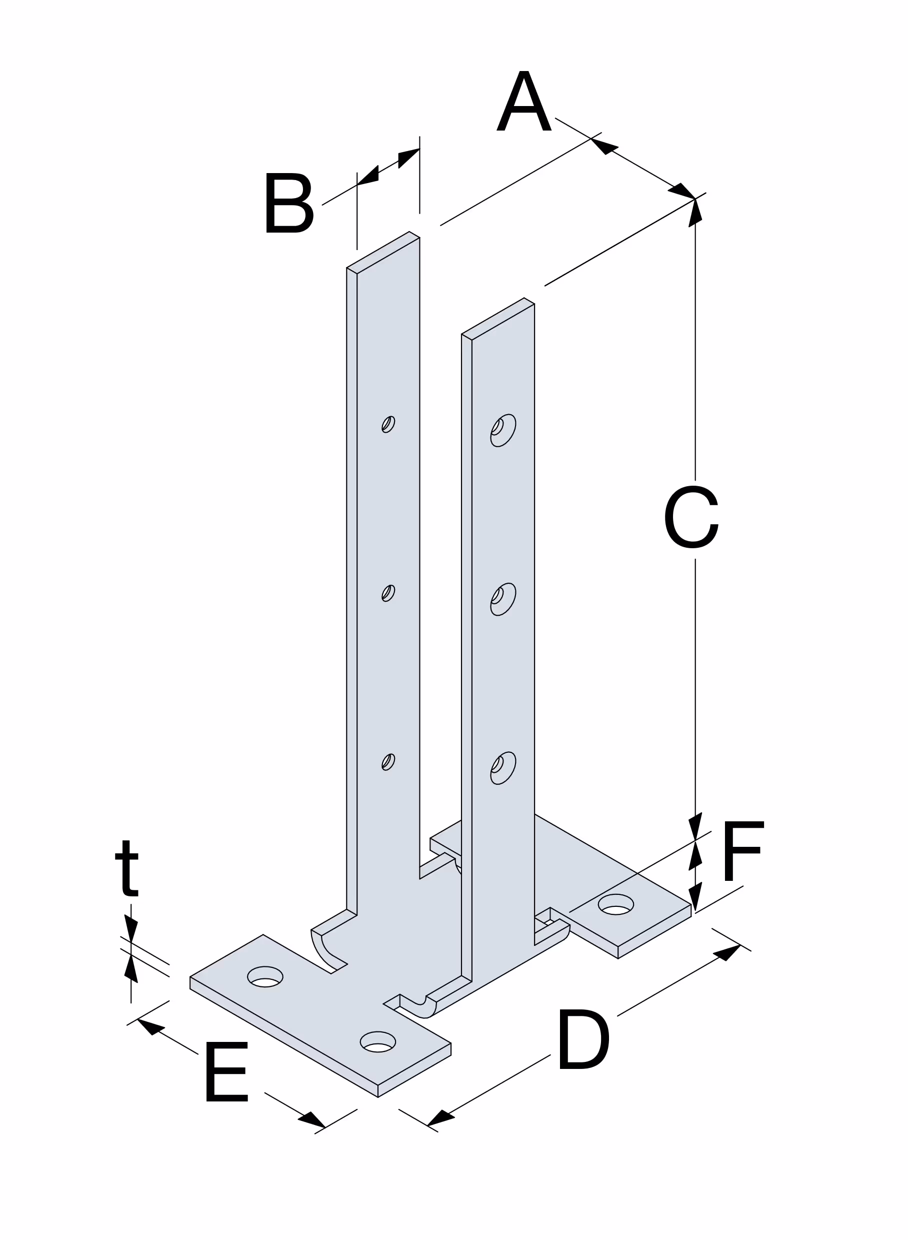 PBU Pied de poteau de jardin pour poteaux rainurés 3