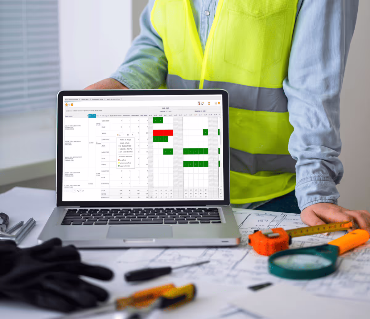 Module Planning projet et chantier de l'ERP Herakles