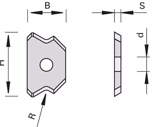 HW reversible inserts for scrapers with 2 cutting edges and radius, IMA 2