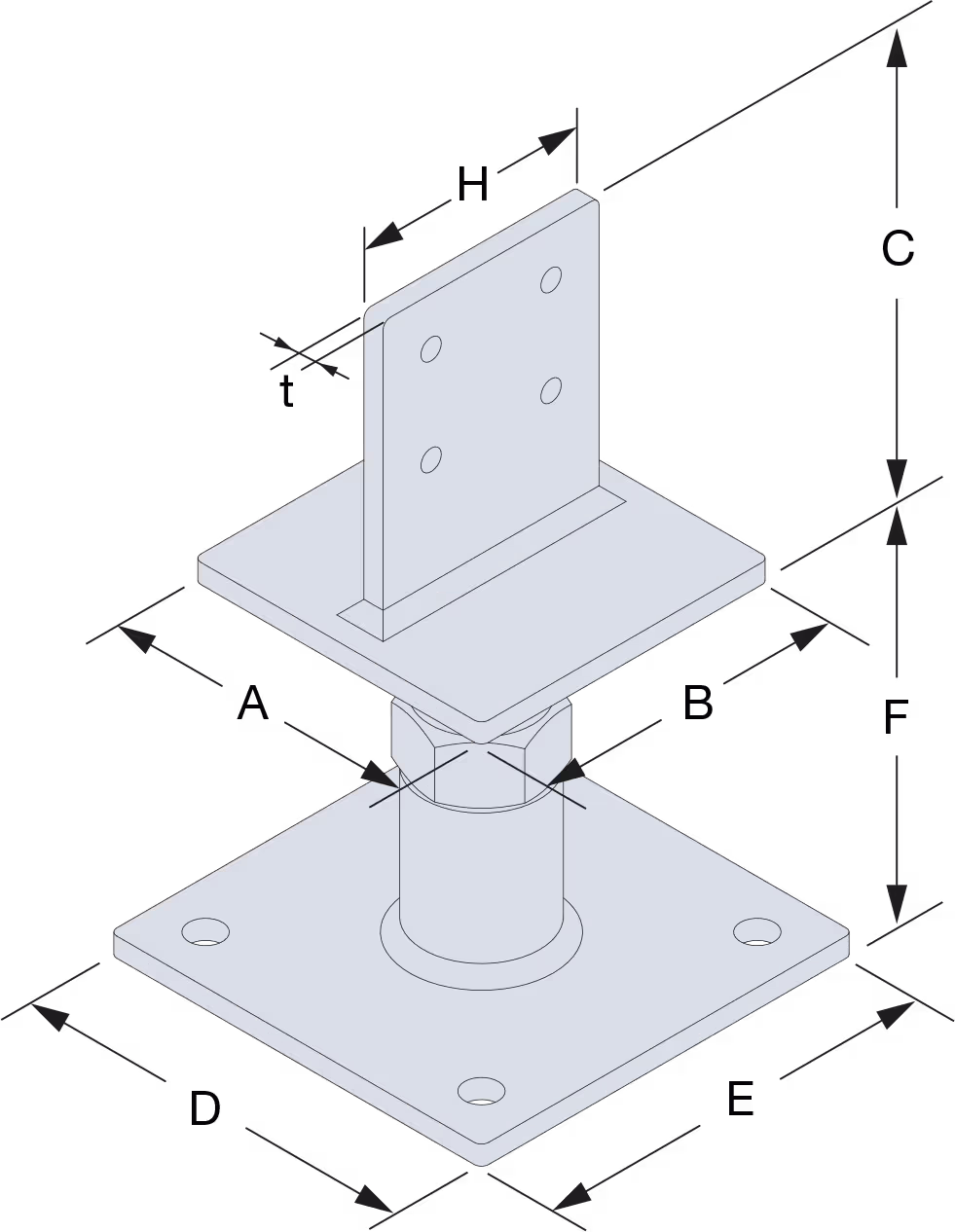 PIBA Pied de poteau réglable forte charge 3