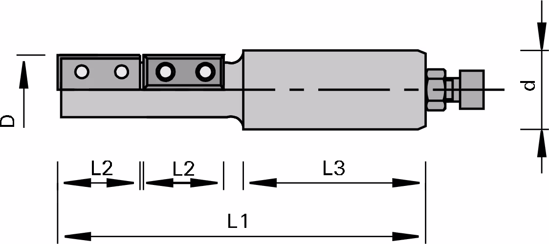HW insert shank tool body, Z=1+1, 2+2 direction of rotation L+R 2