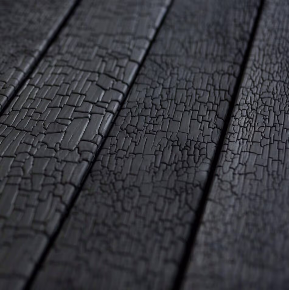 Charred timber cladding in Accoya