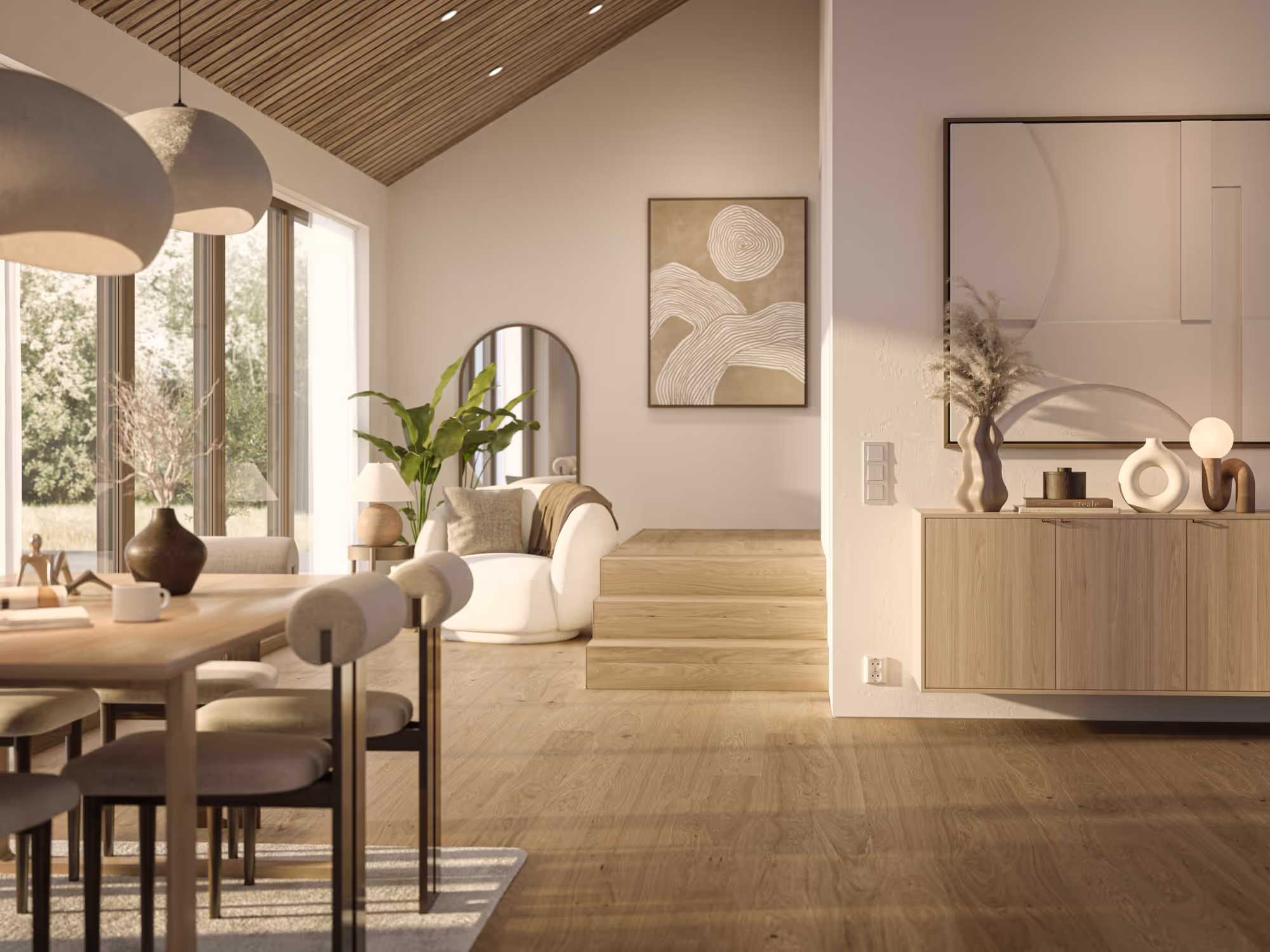 Lame de parquet hybride Bjelin Woodura Lyngby chêne Misty White 2