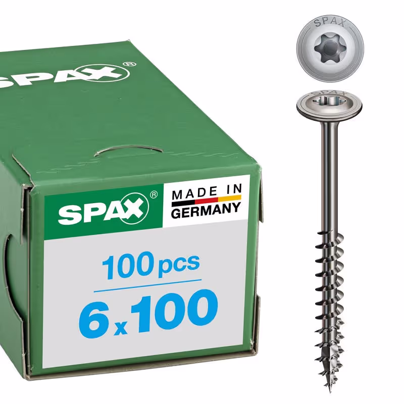 Vis à bois SPAX inox A2 tête disque Ø 6 mm TX filet partiel 2