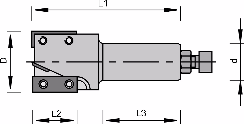 HW insert shank tool body LEUCO, Z=2+1 2
