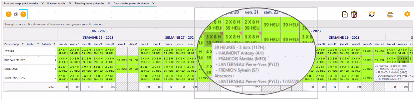 Module Planning projet et chantier de l'ERP Herakles 5
