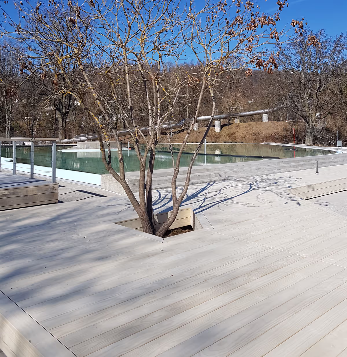 A public outdoor pool terrace at Schachen, Switzerland