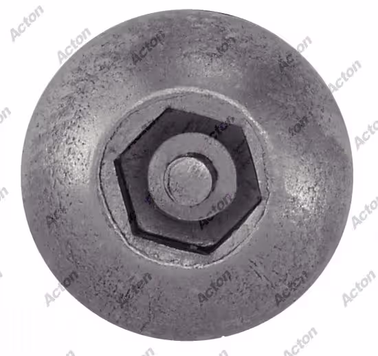 Domed head hex socket tamper-proof screw with centre pin, A2 stainless steel 3