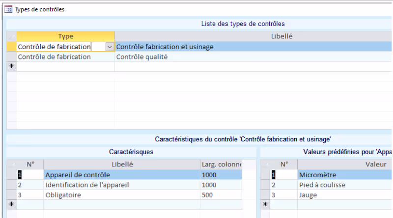 Module Fiches de contrôle de l'ERP Herakles 2