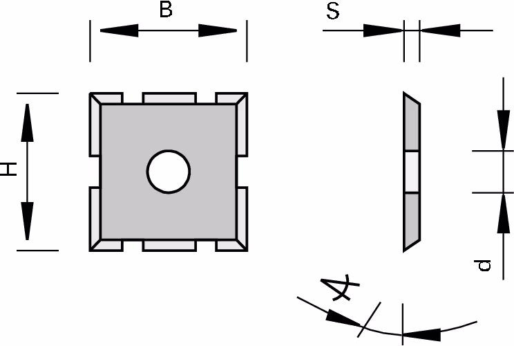 HW reversible inserts with 4 edges LEUCO, with chipbreaker 2