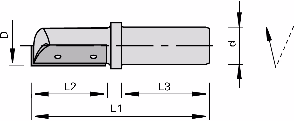 Grooving cutters with carbide reversible inserts LEUCO, Z=1, MAN 2