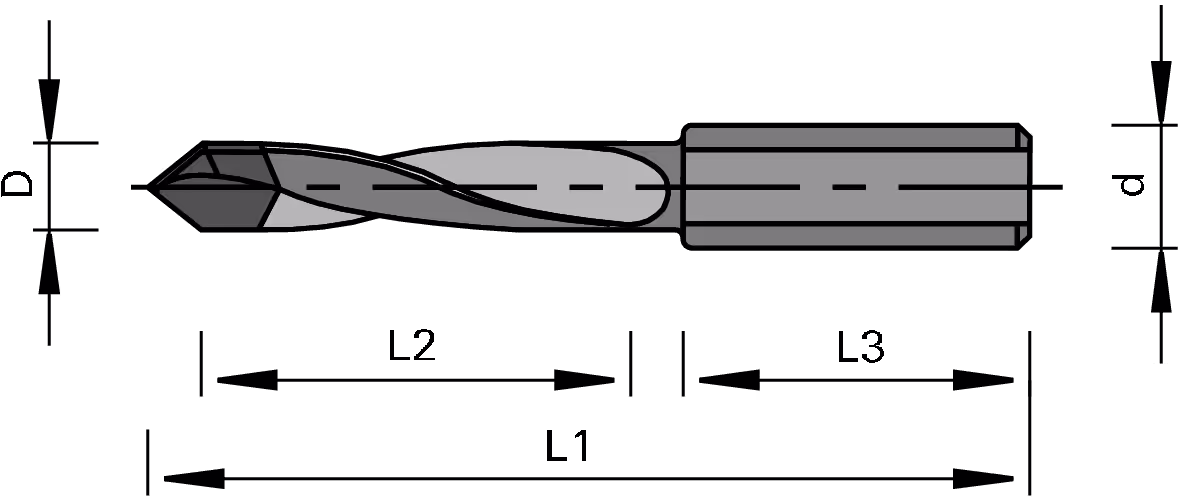 HW through-hole drill bits LEUCO, with margin 2