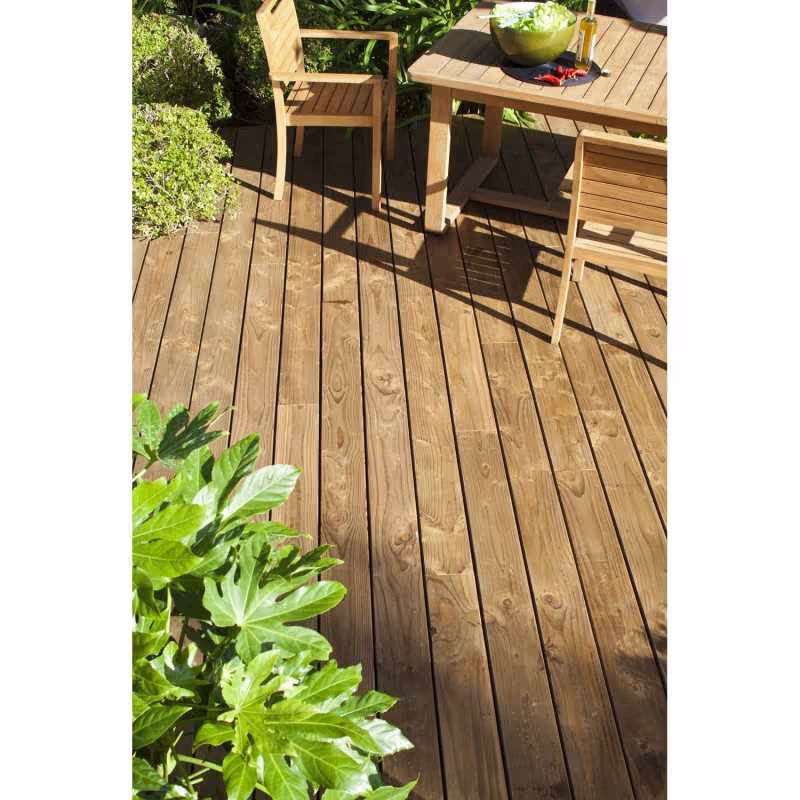 Pack of 5 m²: Smooth Timber Decking Board LINEO 28x145 Douglas Fir 3