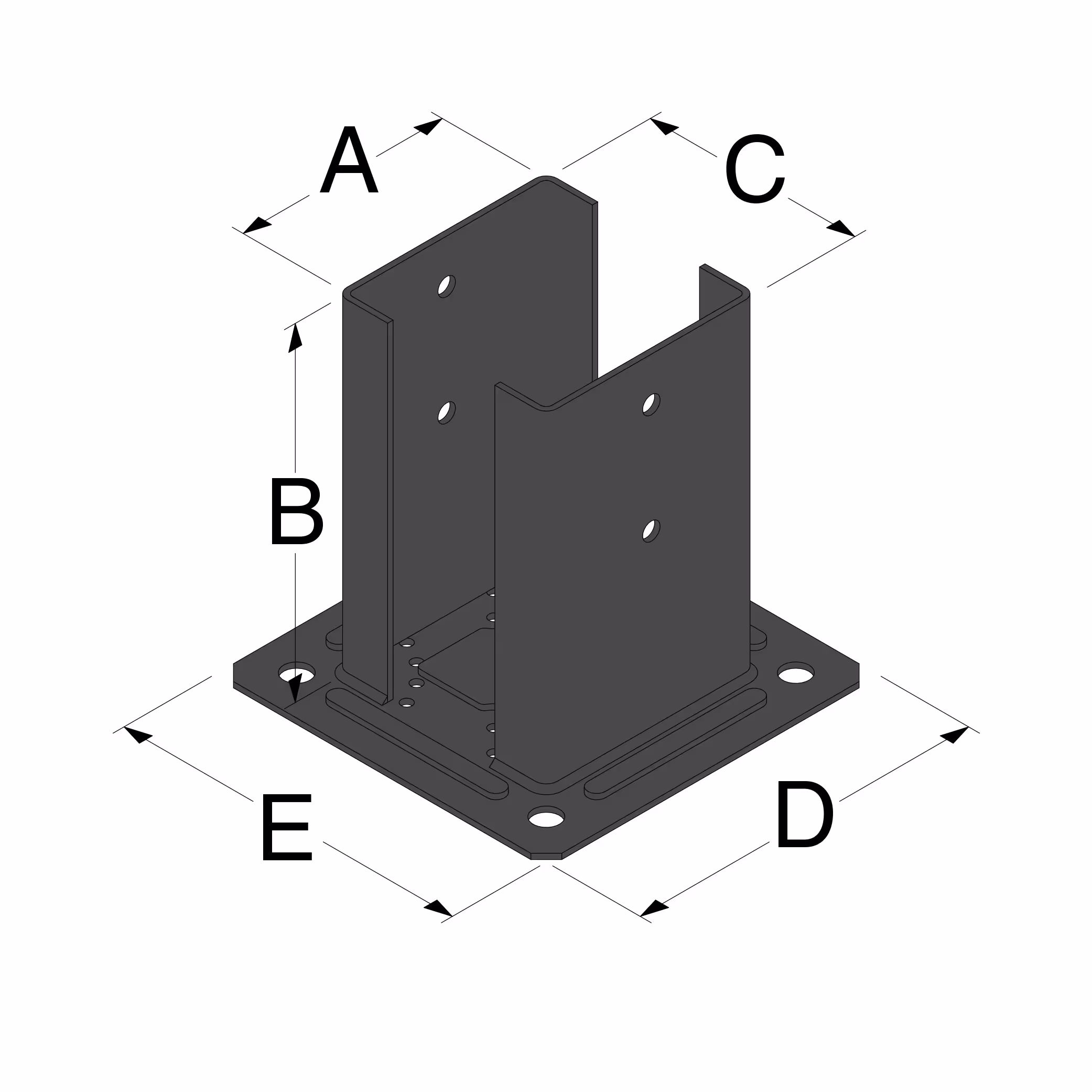 KIT FIX PPJNCPB Pied de poteau carré de jardin - Finition noire 3