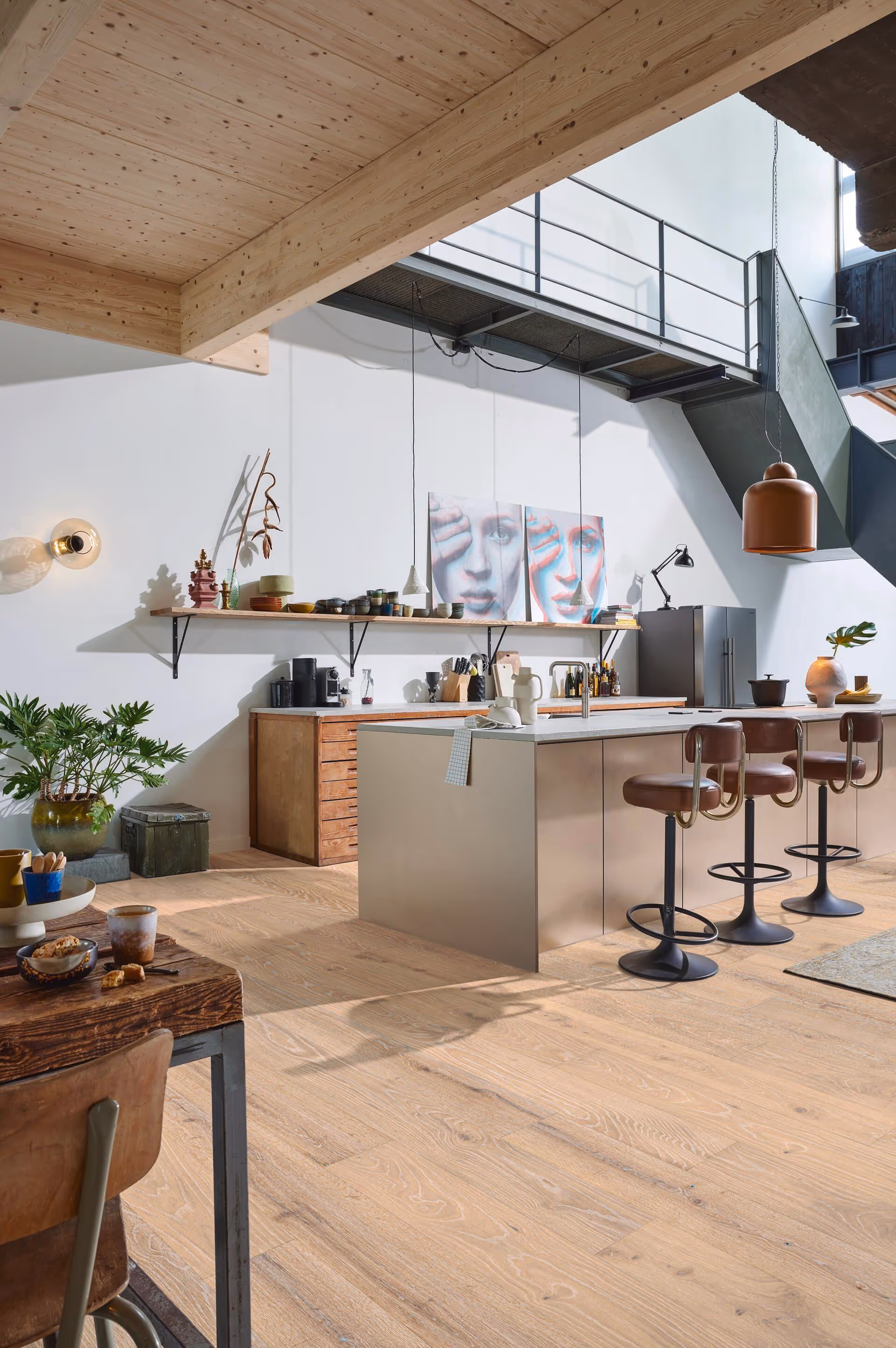 Lame de parquet contrecollé MEISTER Wood Flooring Natureflex HD 100 chêne Limed light white oak lively 2