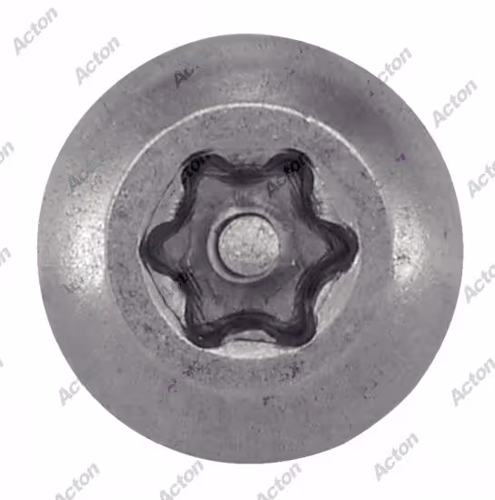 Domed head six-lobe tamper-proof sheet metal screw with centre pin, stainless 3
