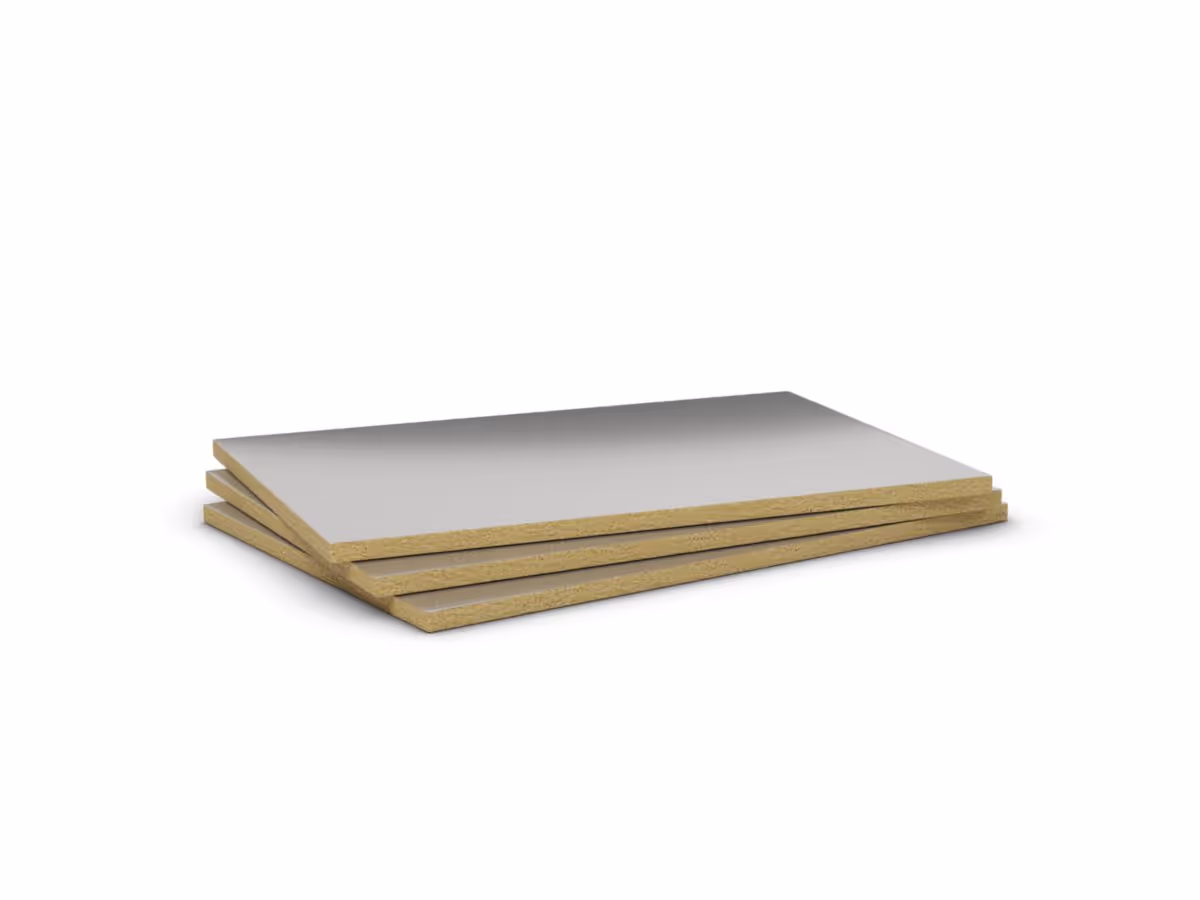 Panneau isolant laine de roche Firerock - revêtu aluminium - 1,0x0,6 m - ép. 30 mm