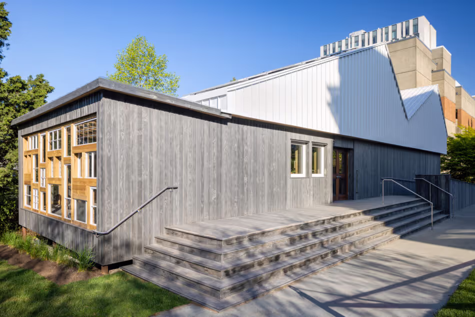 Accoya Color Grey deck and cladding on a campus