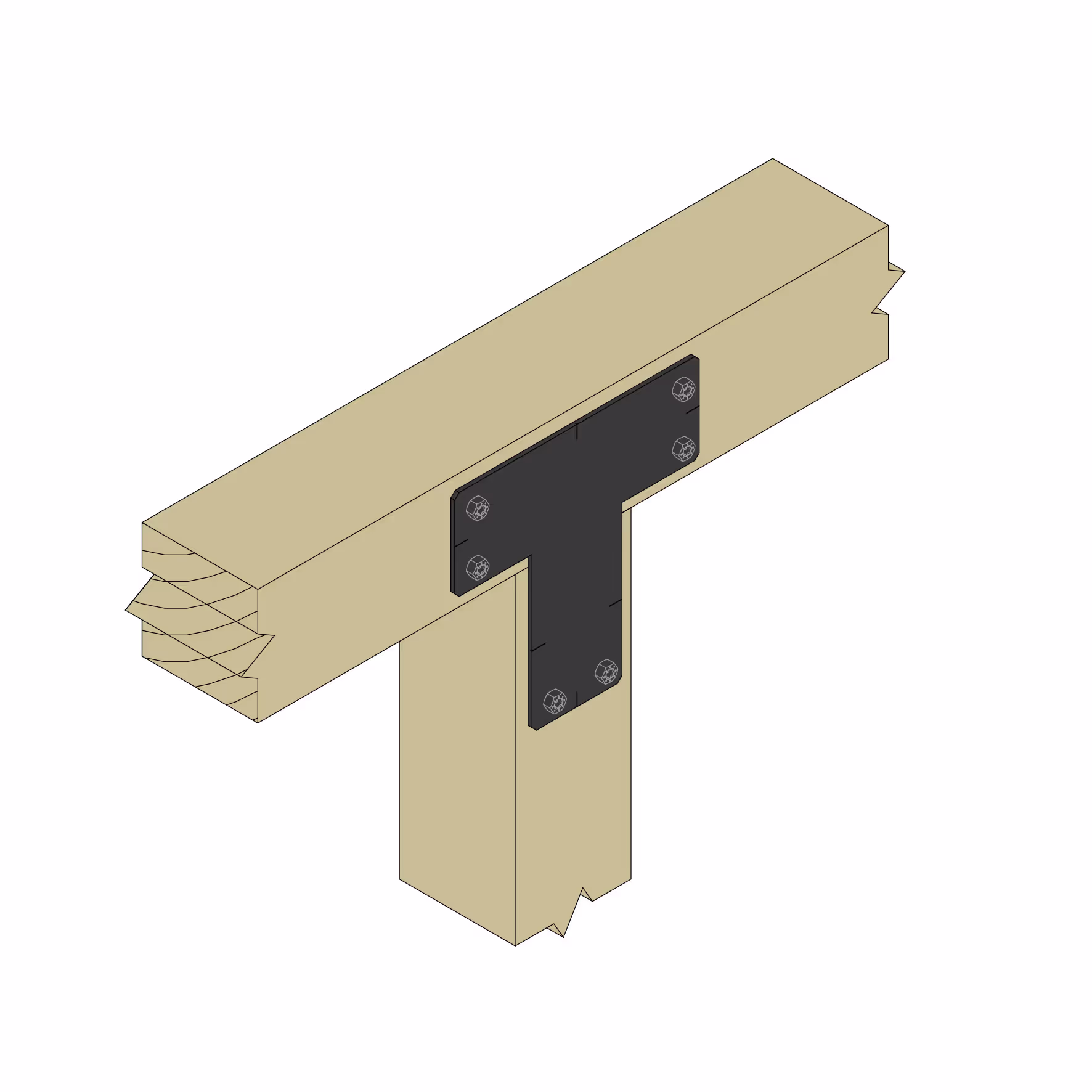 T-PB Flat “T” bracket, Black finish 2