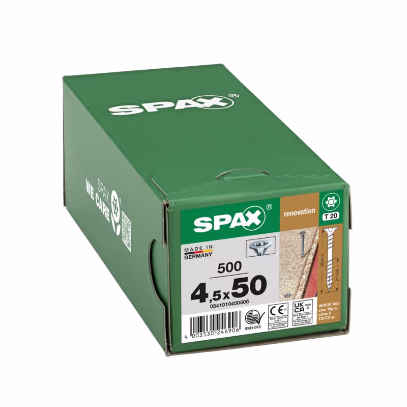 Vis de pose SPAX WIROX tête fraisée Ø 4.5 mm TX filet de fixation 5