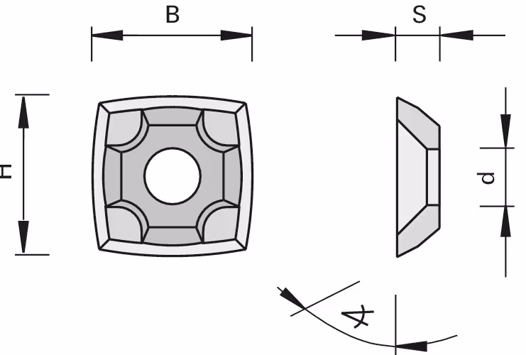 HW reversible inserts with 4 cutting edges and countersunk holes, EWD, Linck 2