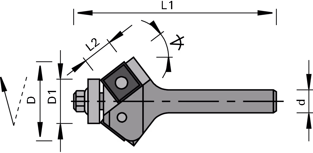 HW insert edge flush trim and chamfer cutters with 2