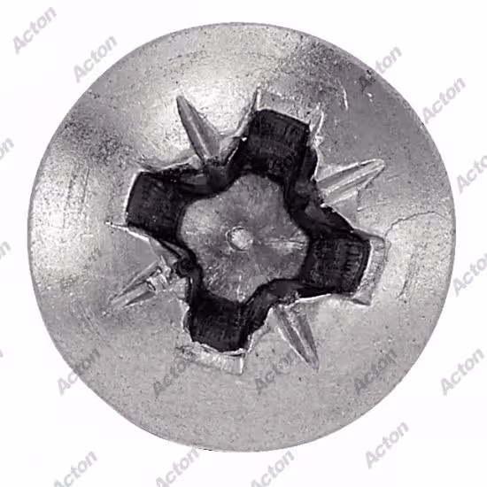 Raised countersunk head pozidriv sheet metal screw form C, A2 stainless steel, DIN 7983 3