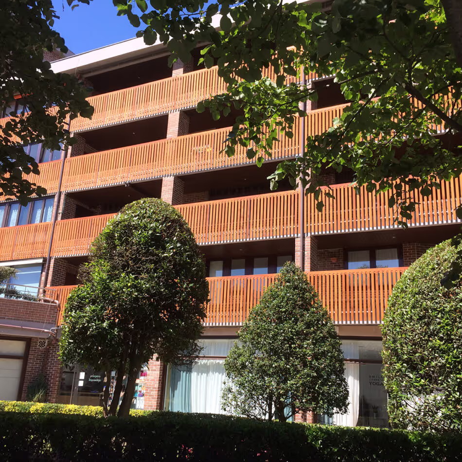 Timber balconies at the Muskaria residence