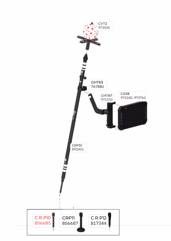 Leica CRP10 pole tip for CRP51 pole 2