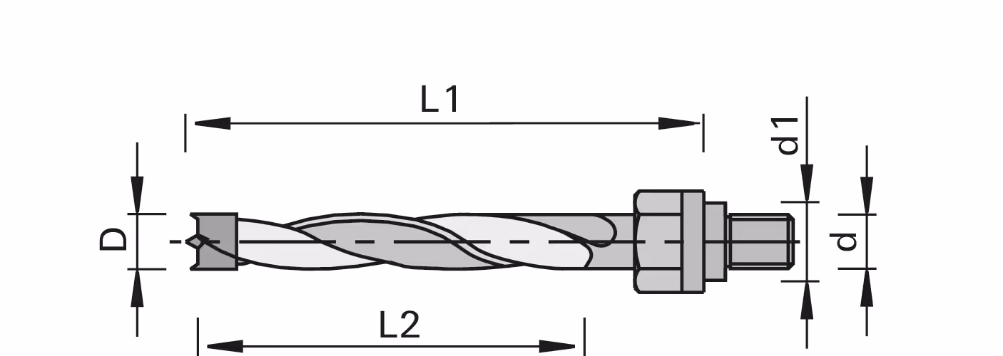 HW dowel drill bits LEUCO, with margin, with threaded shank 2