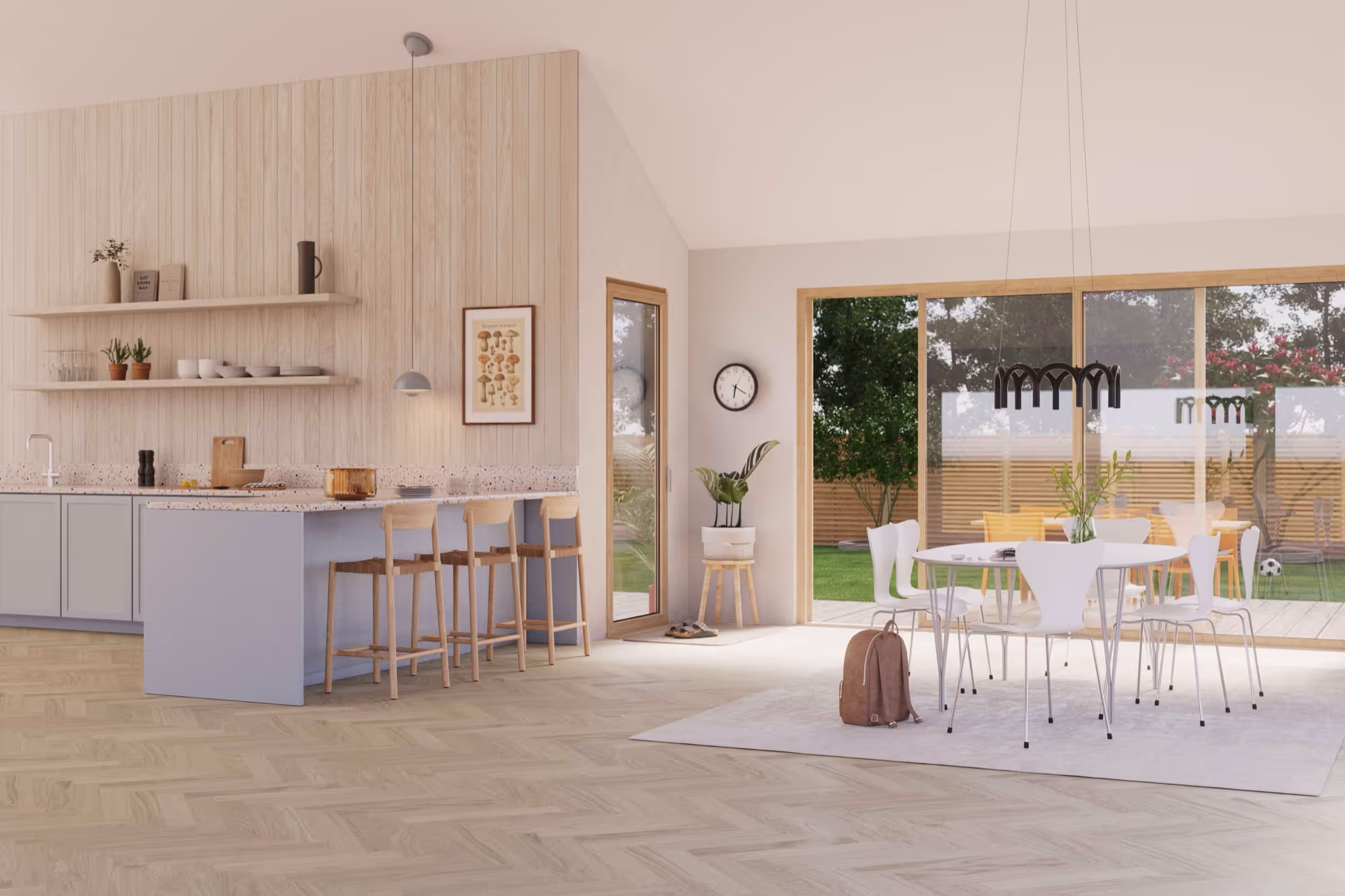 Parquet bâton rompu Bjelin Woodura Boden chêne Powder White moderne 2