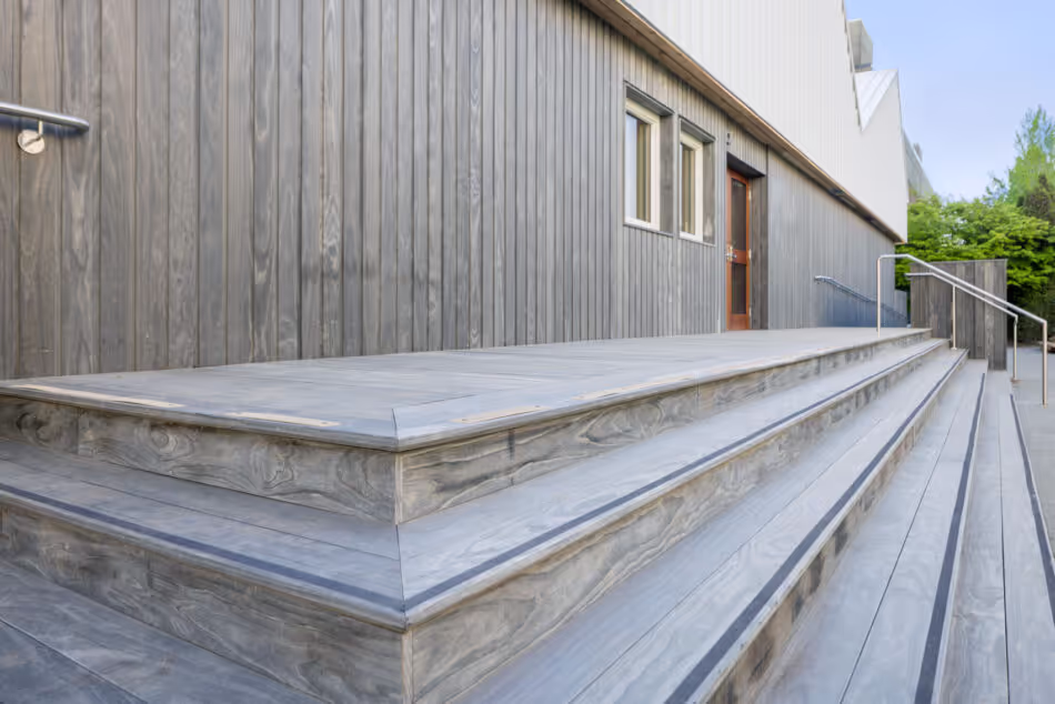 Accoya Color Grey deck and cladding on a campus