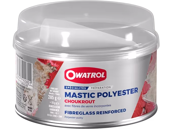Choukrout : mastic polyester armé, soudure à froid avec fibre de verre incorporée
