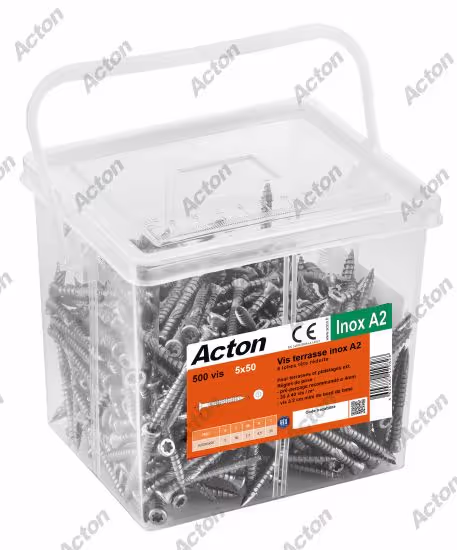 Decking screw, reduced countersunk head six-lobe, A2 stainless steel Acton 4