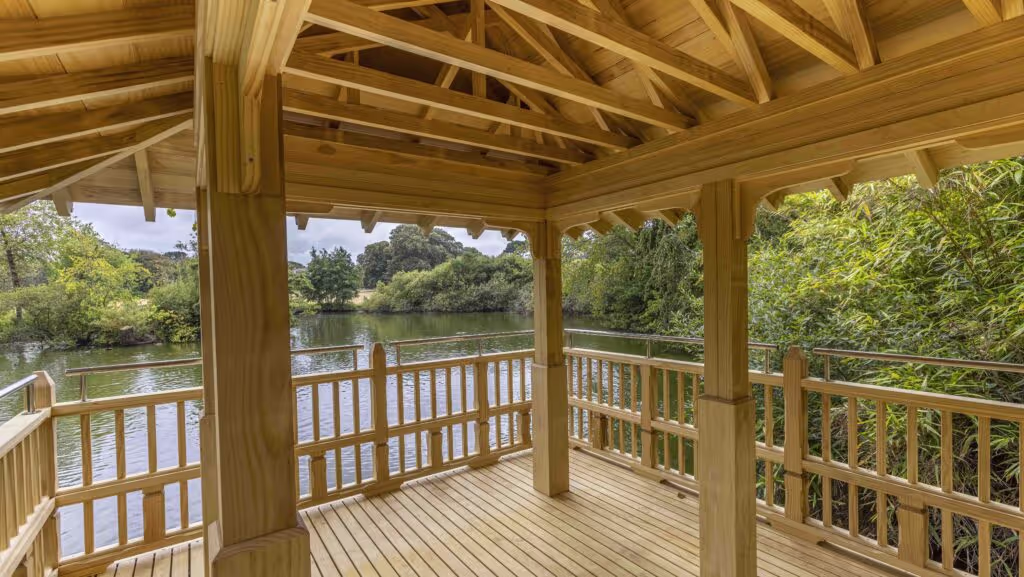 Japanese fishing pavilion in Sausmarez Park