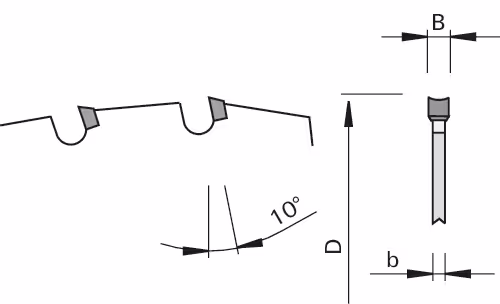 DP end-trim saw blade, alternate top bevel without milling “HR” LEUCO 2