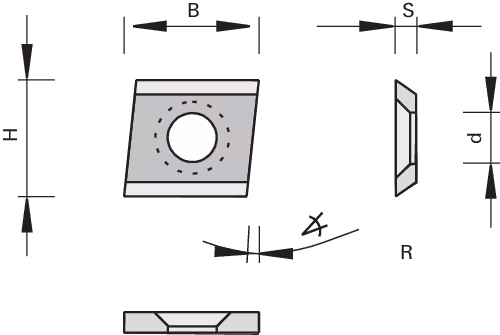 HW reversible inserts with 2 cutting edges, chamfered at the end LEUCO 2