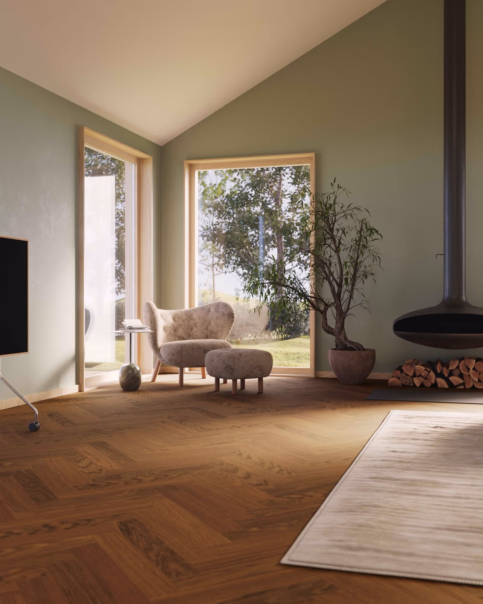 Parquet bâton rompu Bjelin Woodura Sandviken chêne Terra Brown moderne 4