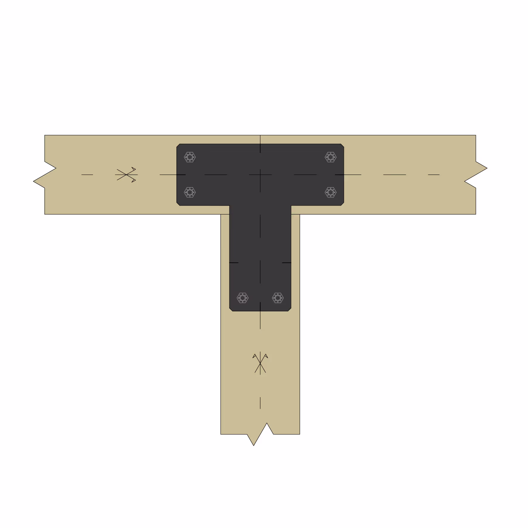 T-PB Flat “T” bracket, Black finish 3