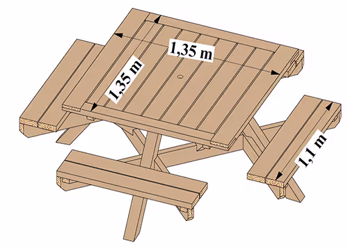 Table de pique-nique carrée en douglas 2