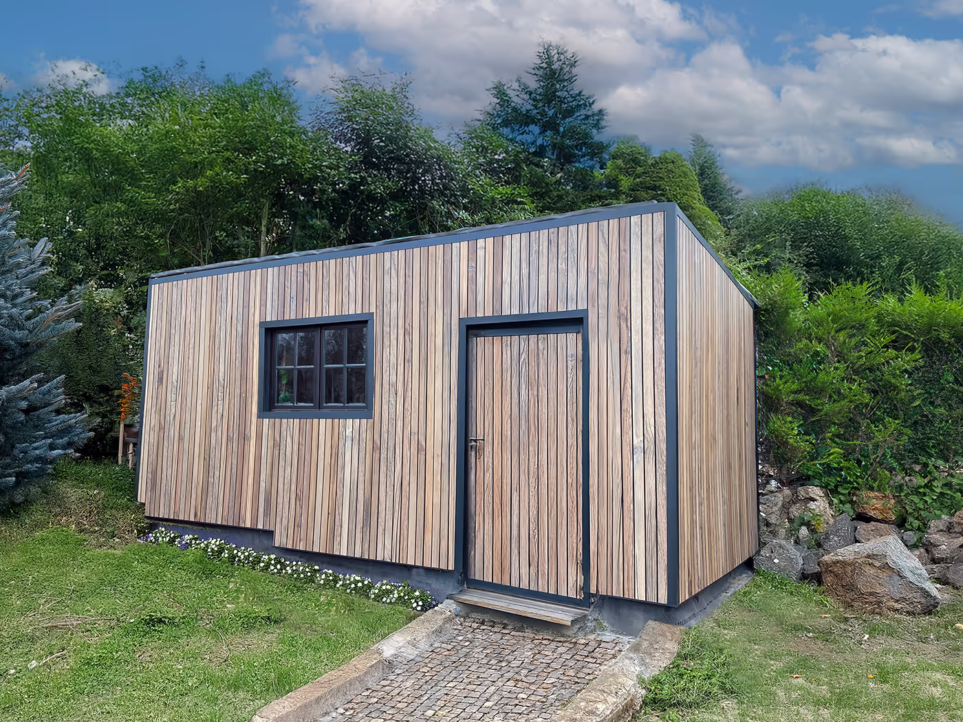 Bardage cabanon de jardin - Chêne Brut